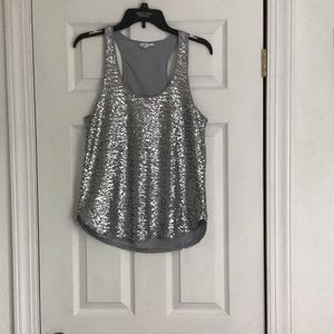 GAP silver sequin tan top size xs
